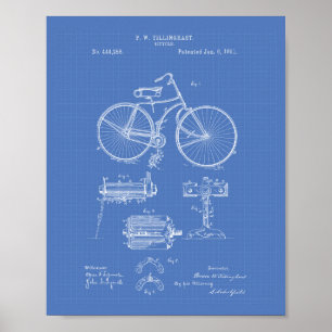 Vintage Bicycle 1891 Patent Art Blueprint Poster