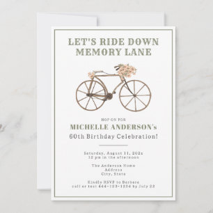 Vintage Bicycle 60th Birthday Party Invitation