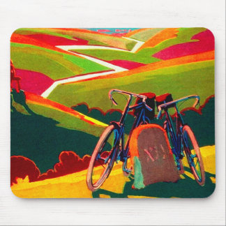 Vintage Bicycle Ad - Bike on Hillside Mouse Pad