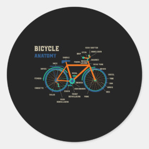 Vintage Bicycle Anatomy Mountain Biking Cycling Bi Classic Round Sticker
