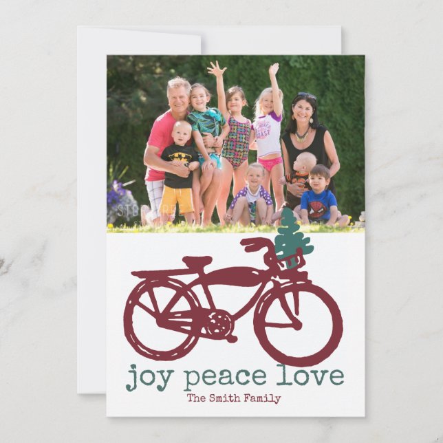 Vintage bicycle and Christmas tree design Invitation (Front)