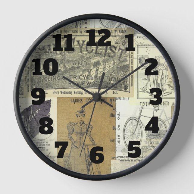 Vintage Bicycle and Cycling Advertisement Collage Clock (Front)