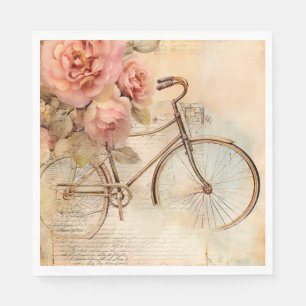 Vintage Bicycle and Florals for Decoupage/Parties Napkin