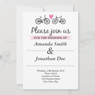 Vintage Bicycle and Hearts Wedding Invitation