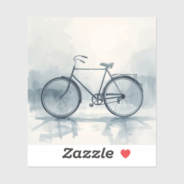 Vintage Bicycle Art in White & Blue (Sheet)
