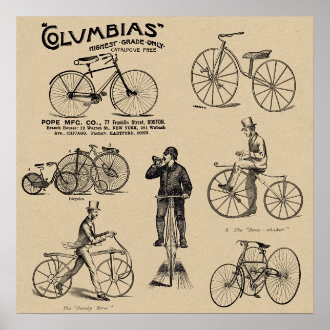 Vintage Bicycle Bike Cycling Poster (Front)