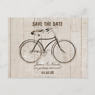 Vintage Bicycle Bike on Wood Rustic Postcard