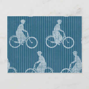 Vintage Bicycle Blue Postcard