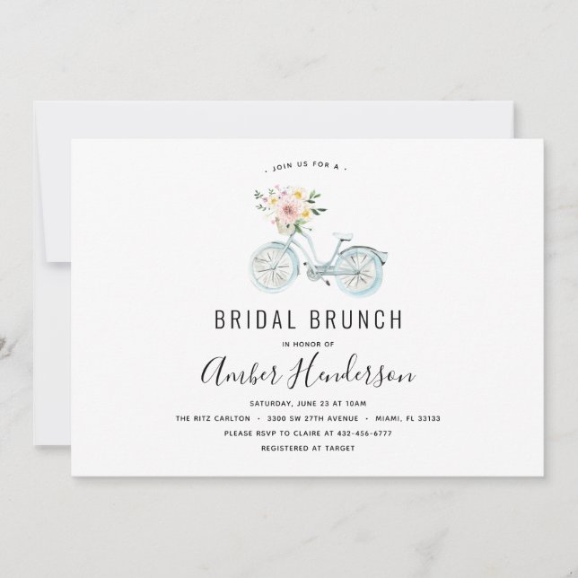 Vintage Bicycle Bridal Brunch Shower Invitation (Front)