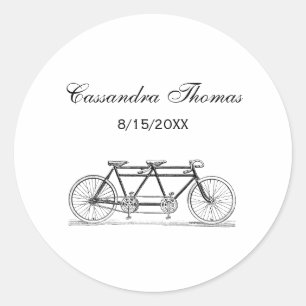 Vintage Bicycle Built For Two / Tandem Bike Classic Round Sticker