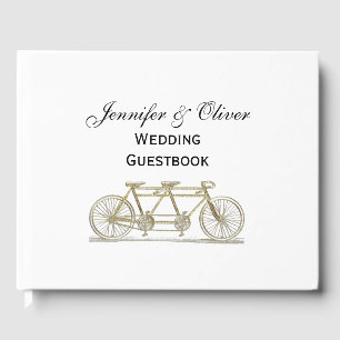 Vintage Bicycle Built For Two / Tandem Bike Gold Guest Book