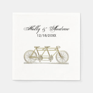 Vintage Bicycle Built For Two / Tandem Bike Gold Napkin