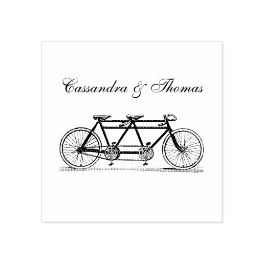 Vintage Bicycle Built For Two / Tandem Bike Rubber Stamp
