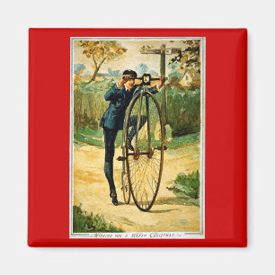 Vintage Bicycle Christmas Card Magnet