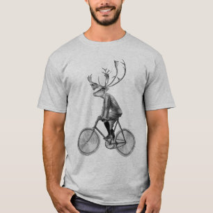 Vintage Bicycle Deer Elk Riding Bike T-Shirt