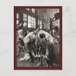 Vintage bicycle deliveries postcard