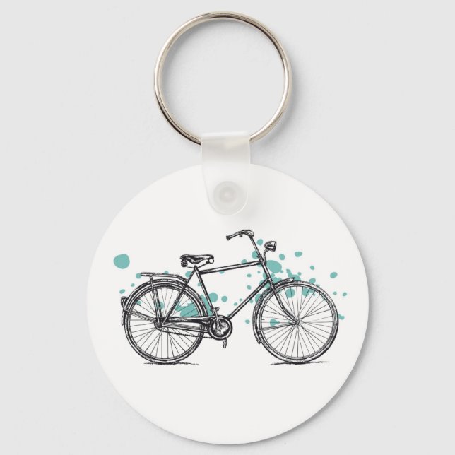 Vintage Bicycle Drawing Key Chain (Front)
