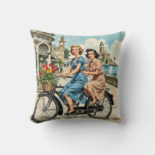 Vintage Bicycle Dream Throw Pillow