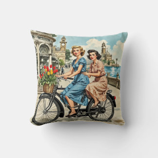 Vintage Bicycle Dream Throw Pillow