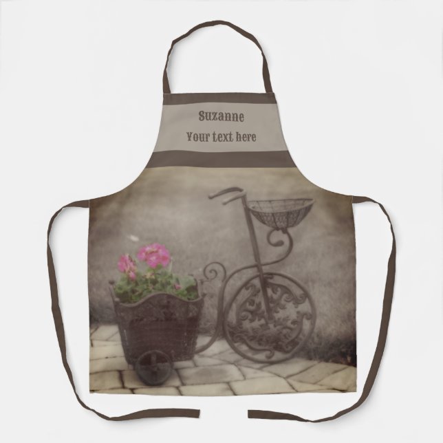Vintage Bicycle Flower Holder Personalised Apron (Front)