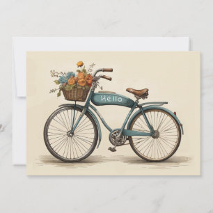Vintage Bicycle Flowers Basket Any Occasion Gift Holiday Card