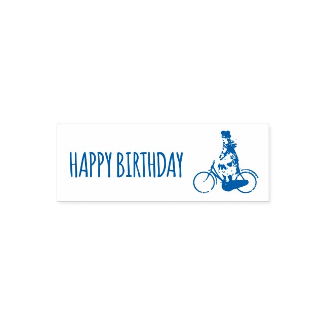 Vintage Bicycle girl - Birthday Self-inking Stamp (Design)