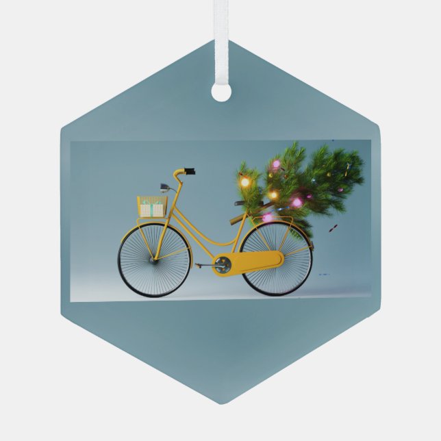 Vintage Bicycle  Glass Tree Decoration (Back)