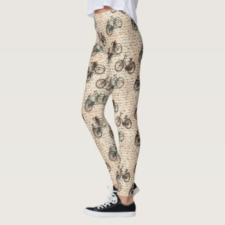 Vintage bicycle letters leggings