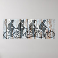 Vintage Bicycle Men Rustic Wooden Board Wall Art