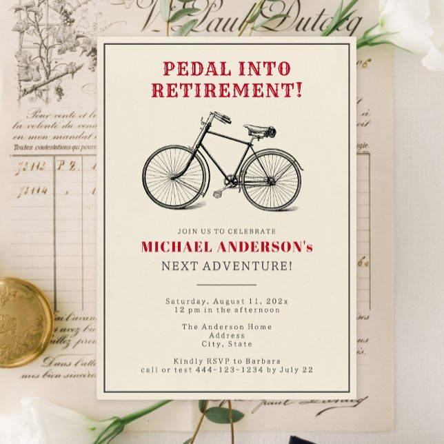 Vintage Bicycle Mens Retirement Party  Invitation (Creator Uploaded)