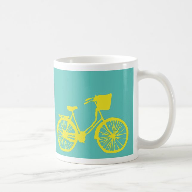 Vintage Bicycle Mug Yellow/Teal (Right)