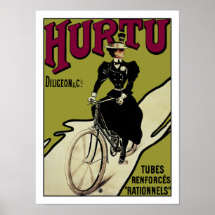 Vintage Bicycle Poster: Hurtu Bicycles Poster