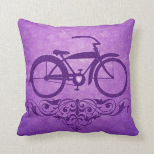 Vintage Bicycle Purple Pillow