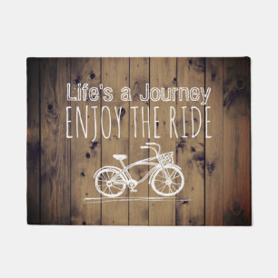 Vintage Bicycle Rustic Wood Boho Life's a Journey Doormat