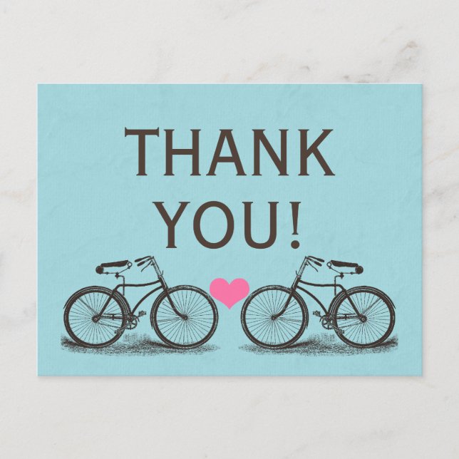 Vintage Bicycle Thank You Wedding Postcards (Front)