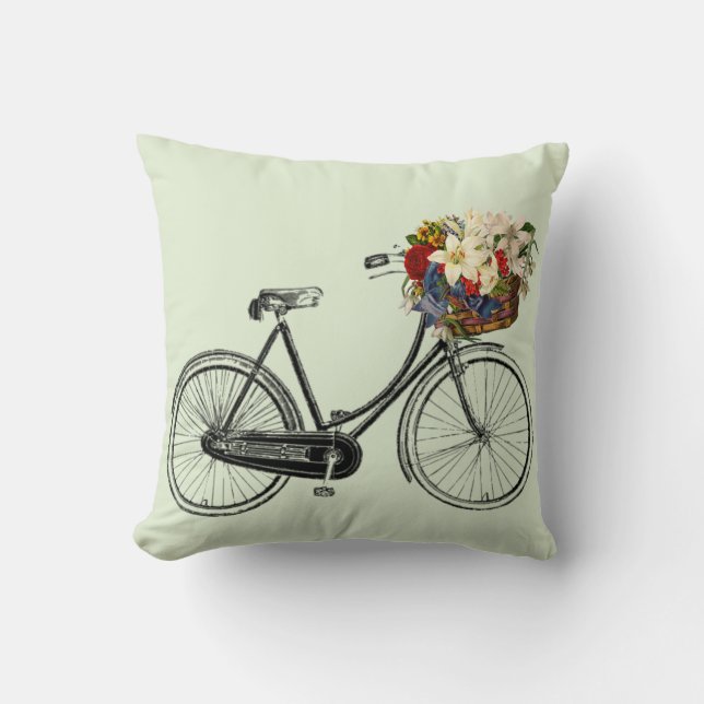 Vintage Bicycle Throw Pillow 16" x 16" (Front)