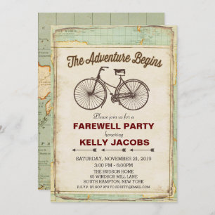 Vintage Bicycle Travel Farewell Party Invitation