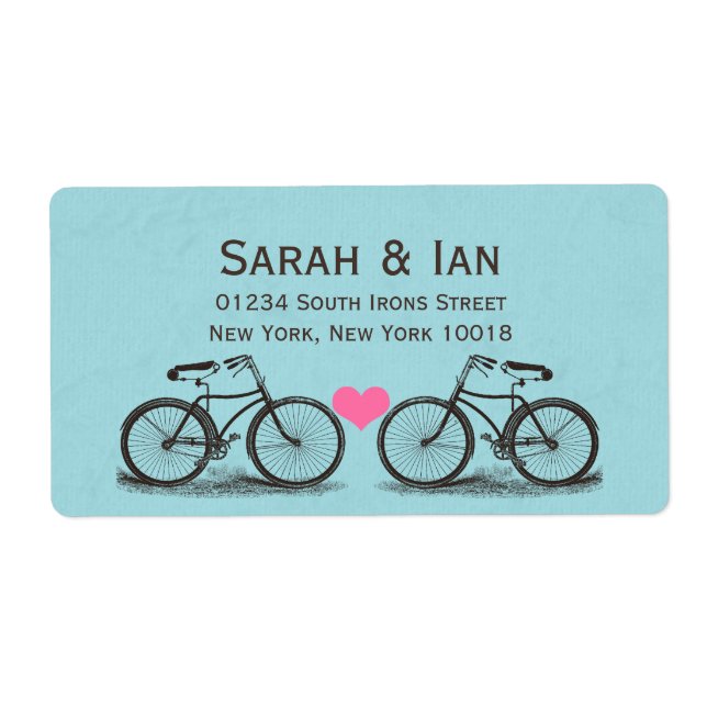 Vintage Bicycle Wedding Address Labels (Front)