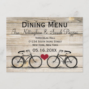 Vintage Bicycle Wedding Dining Menu Cards