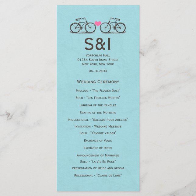 Vintage Bicycle Wedding Programs (Front)
