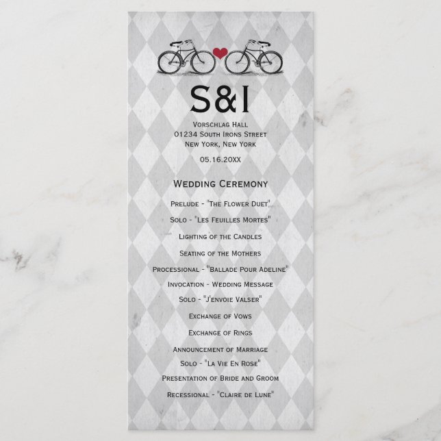 Vintage Bicycle Wedding Programs (Front)