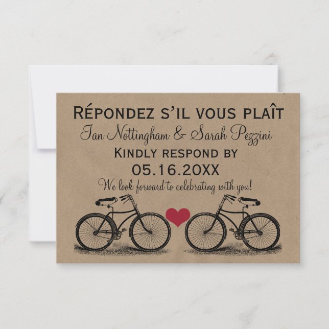 Vintage Bicycle Wedding RSVP Cards (Front)