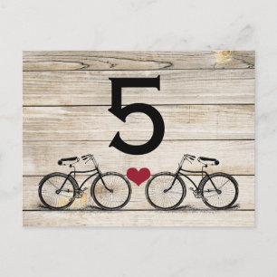 Vintage Bicycle Wedding Table Numbers Postcard