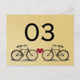 Vintage Bicycle Wedding Table Numbers Postcard