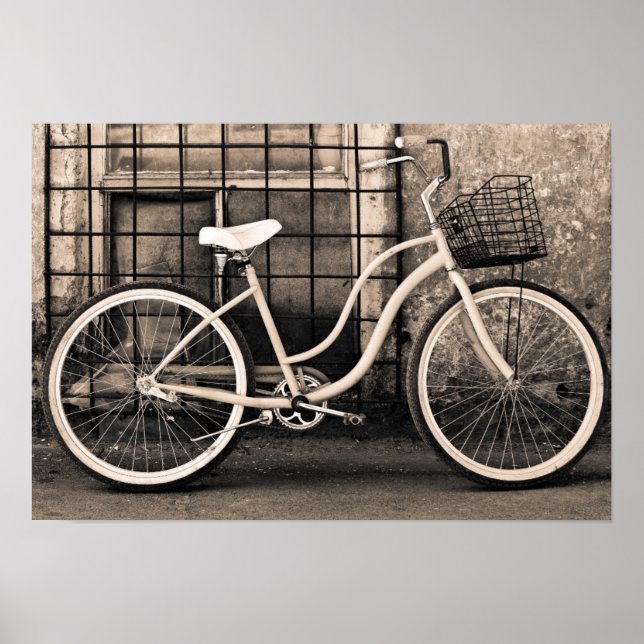 Vintage Bicycle With Basket Poster (Front)