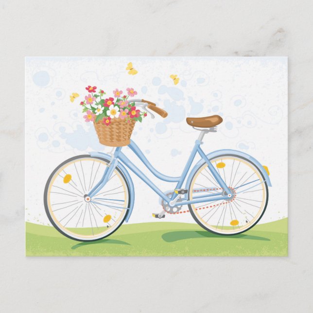Vintage Bicycle with Flower Basket Postcard (Front)