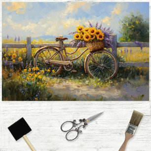 Vintage Bicycle with Flowers Art Decoupage Tissue Paper