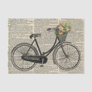 Vintage Bicycle with Flowers retro decoupage Tissue Paper