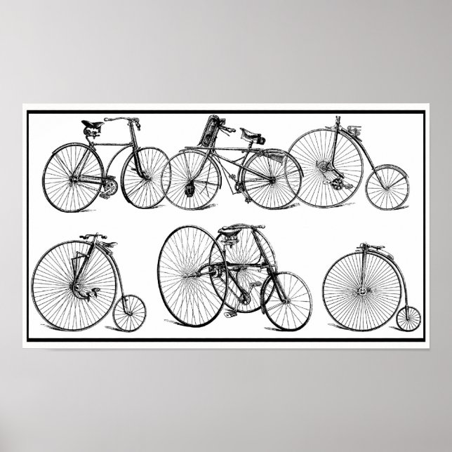 Vintage Bicycles Poster (Front)
