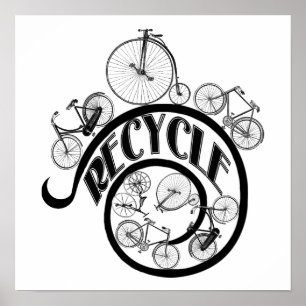 Vintage Bicycles Recycle Apparel and Gifts Poster
